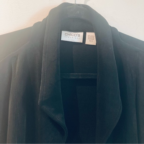CHICO’S TRAVELLERS Sz 2 Wrinkle Free Slinky Open Front Minimalist Cardigan - Picture 3 of 9